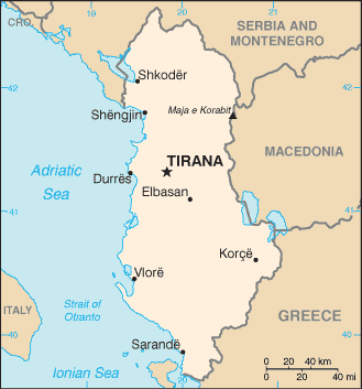Carte de l'Albanie Carte de l'Albanie