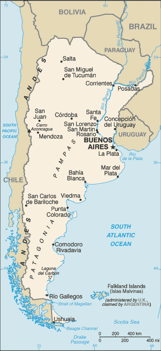 Carte de l'Argentine