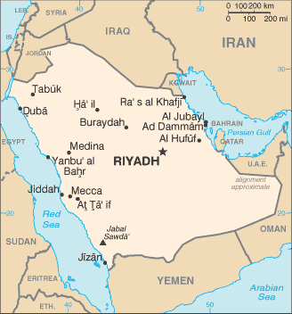 Carte de l'Arabie saoudite Carte de l'Arabie saoudite