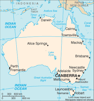 Carte de l'Australie Carte de l'Australie
