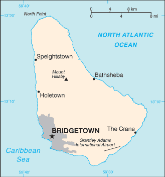 Carte de la Barbade