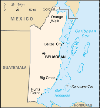 Carte du Bélize Carte du Bélize