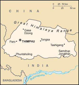 Carte du Bhoutan Carte du Bhoutan