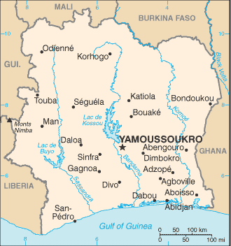 Carte de la Côte d'Ivoire Carte de la Côte d'Ivoire