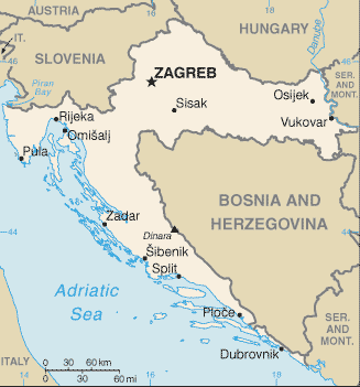 Carte de la Croatie Carte de la Croatie