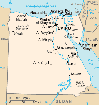 Carte de l'&Eacute;gypte