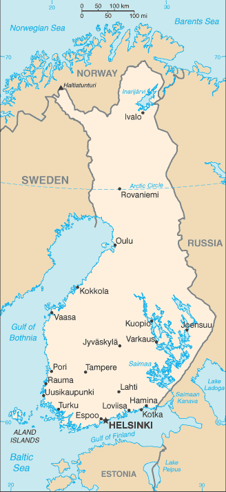 Carte de la Finlande Carte de la Finlande
