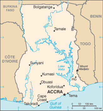 Carte du Ghana Carte du Ghana