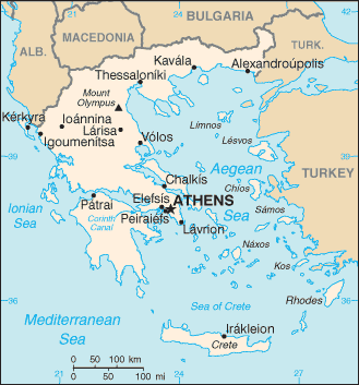 Carte de la Gr&egrave;ce