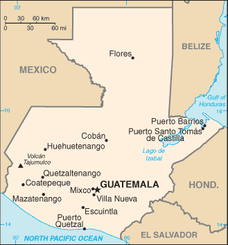 Carte du Guatemala Carte du Guatemala