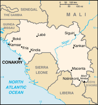 Carte de la Guinée Carte de la Guinée