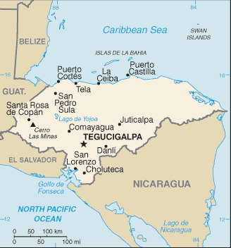 Carte du Honduras