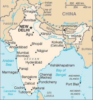 Carte de l'Inde Carte de l'Inde