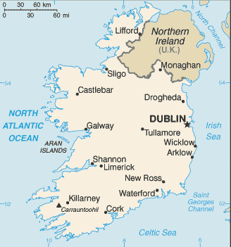 Carte de l'Irlande Carte de l'Irlande