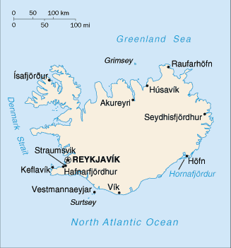 Carte de l'Islande Carte de l'Islande