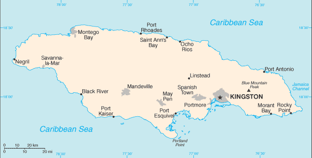 Carte de la Jama&iuml;que