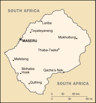 Carte du Lesotho