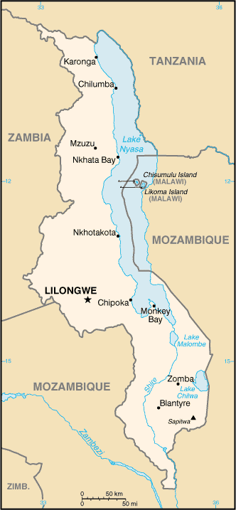 Carte du Malawi Carte du Malawi