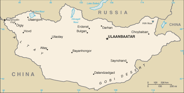Carte de la Mongolie Carte de la Mongolie