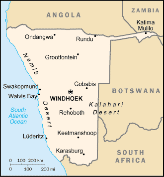 Carte de la Namibie