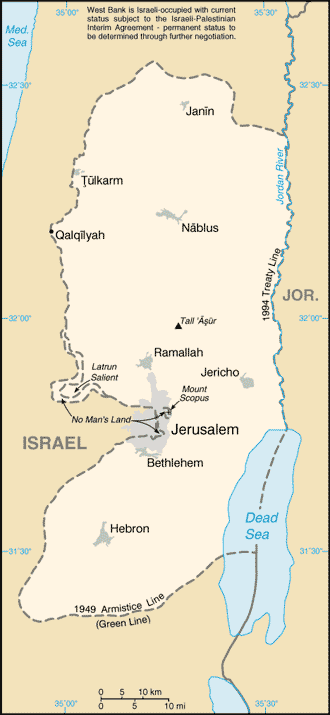 Carte de la Cisjordanie Carte de la Cisjordanie