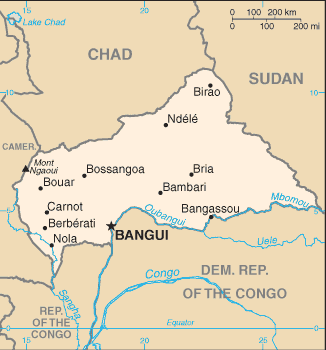 Carte de la République Centrafricaine Carte de la République Centrafricaine