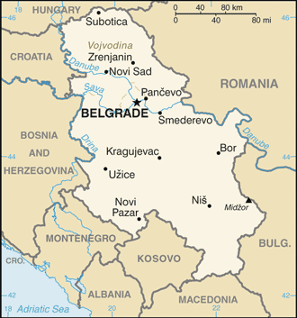Carte de la Serbie Carte de la Serbie