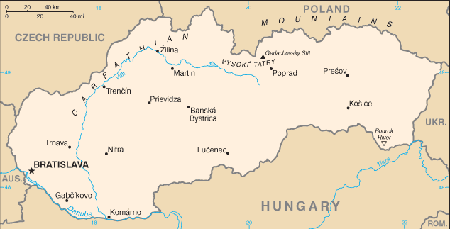 Carte de la Slovaquie Carte de la Slovaquie