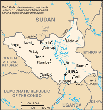 Carte du Sud-Soudan Carte du Sud-Soudan