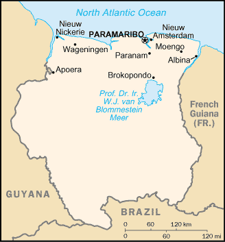 Carte du Suriname Carte du Suriname
