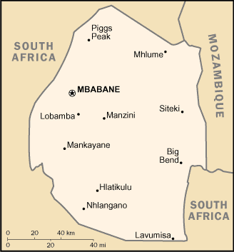 Carte du Swaziland Carte du Swaziland