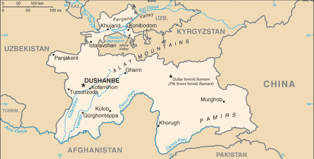 Carte du Tadjikistan Carte du Tadjikistan