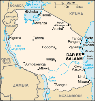 Carte de la Tanzanie Carte de la Tanzanie