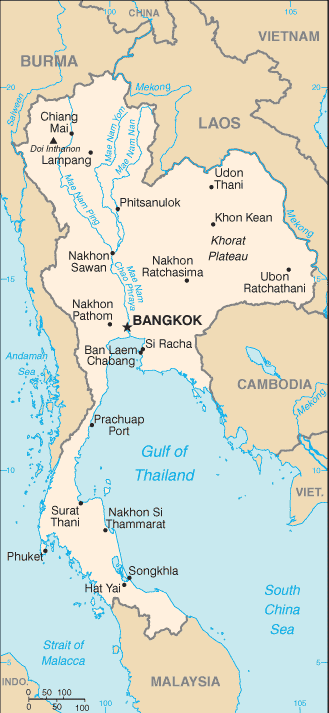 Carte de la Thaïlande Carte de la Thaïlande