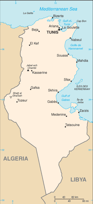 Carte de la Tunisie Carte de la Tunisie