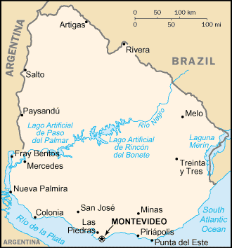 Carte de l'Uruguay Carte de l'Uruguay